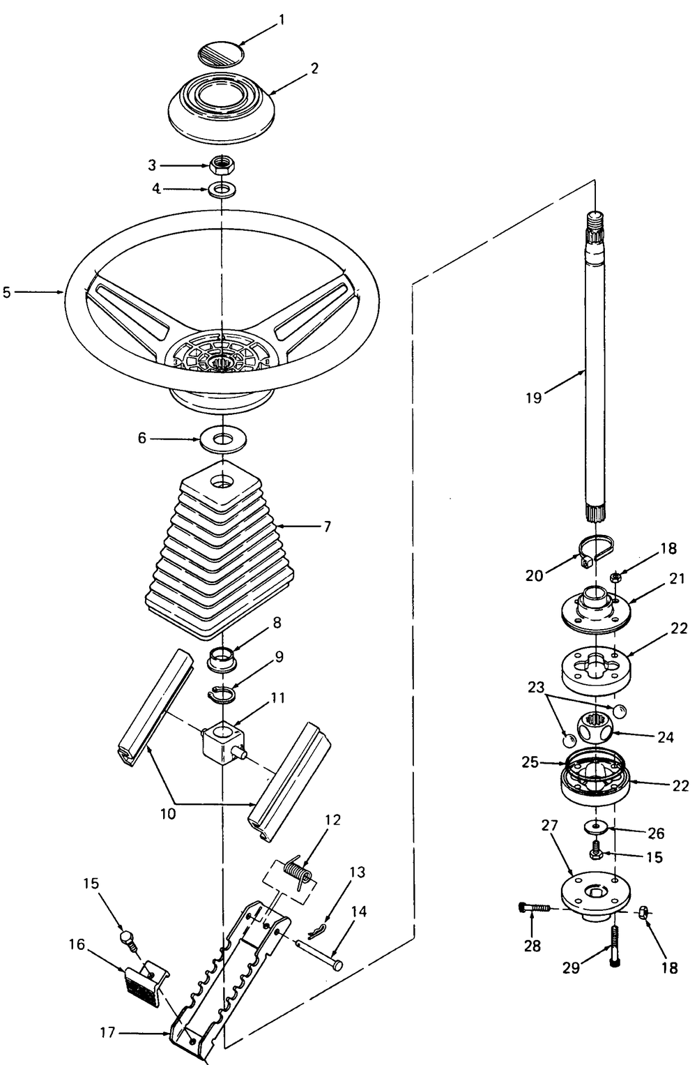Upper Steering Diagram and Parts List for 1860 800000-821059-140661100-141661100 Cub Cadet Lawn Tractor